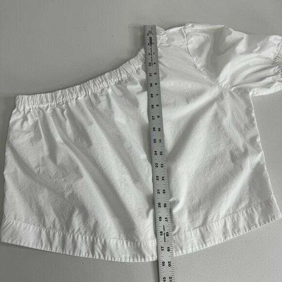 Rails Womens Jayla Top Medium White Organic Cotton One Shoulder Blouse Old Money - Picture 4 of 10